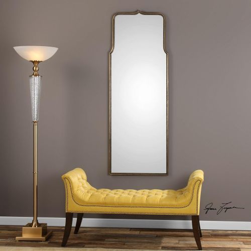  My Swanky Home Tall Gold Curved Arch Full Length Wall Mirror | 69 Moroccan Arabesque Floor
