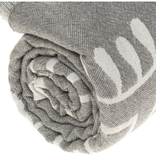  Bersuse 100% Cotton - Veracrus Turkish Towel - Peshtemal Bath Beach Towel - Bohemian Aztec Patterns - Dual-Layer, Oeko-TEX - 37 x 70 Inches, Silver Gray (Set of 6)