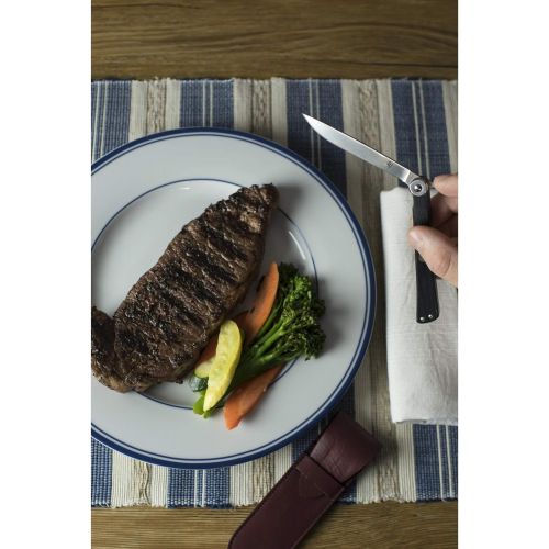  Shun DM5900 Higo Nokami Personal Folding Stainless Steel Steak Knife, Silver