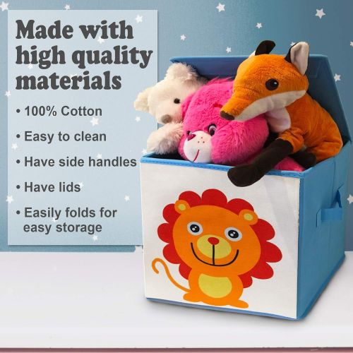  Rlan Canvas Toy Storage Bins for Children  Foldable Toy Organizer Box/Basket For Stuffed Animals, Books & Clothes  For Nursery Bedroom & Playroom
