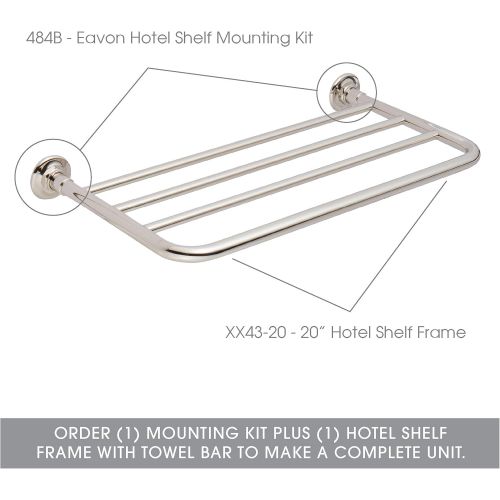  Ginger 24 Hotel Shelf Frame with Towel Bar, Squared Corners - XX43S-24PC - 24 inch Wall Mounted Towel Rack - Polished Chrome - Frame only