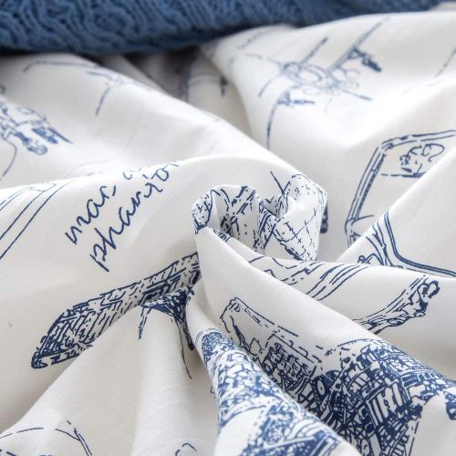  Visit the Wellboo Store Wellboo Boys Bedding Sets Cars Aircraft Plane Duvet Cover White Kids Cartoon Bedding Sets Children Cotton Twin Transport Military Tank Quilt Covers Reversible White and Blue Stripe