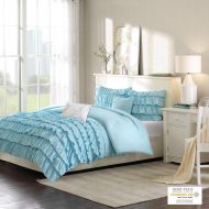 Intelligent Design Waterfall Comforter Set FullQueen Size - Teal, Ruffles  5 Piece Bed Sets  Ultra Soft Microfiber Teen Bedding for Girls Bedroom