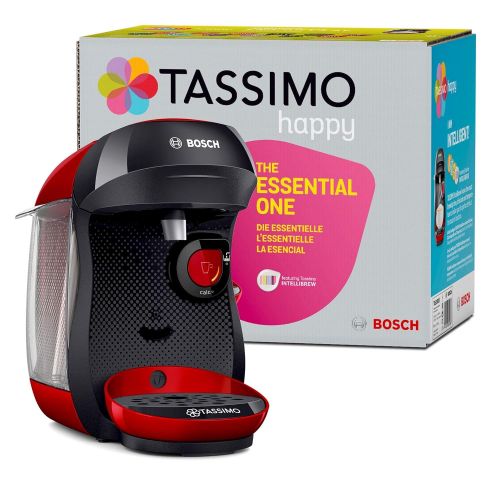  Bosch TAS1003 Tassimo Happy Kapselmaschine (1400 Watt, ueber 40 Getraenke, vollautomatisch, einfache Zubereitung, platzsparend, Behaelter 0,7 L) rot