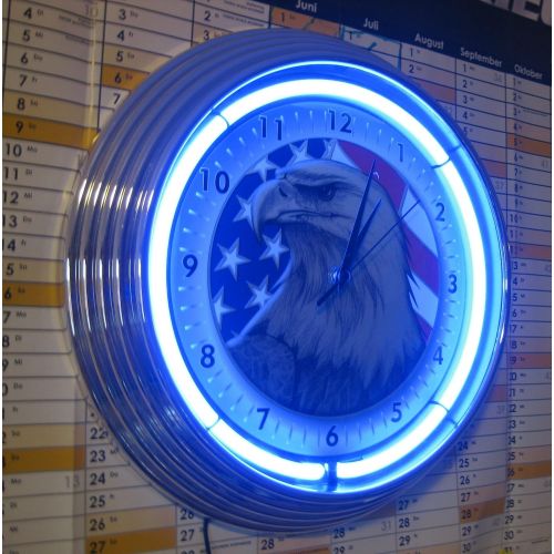  Neonetics Eagle with American Flag Neon Wall Clock, 15-Inch