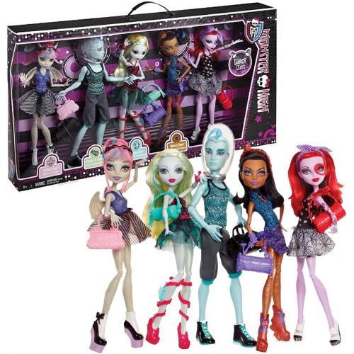 몬스터하이 Mattel Year 2013 Monster High Dance Class Series 5 Pack 11 Inch Tall Doll Set - Rochelle Goyle, Gillington Gil Weber, Lagoona Blue, Robecca Steam and Operetta Plus 4 Purse and 1 Du