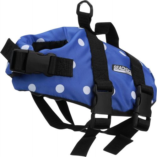  Seachoice 86260 Dog Life Vest - Adjustable Life Jacket for Dogs, with Grab Handle, Blue Polka Dot, Size XXS, up to 6 Pounds