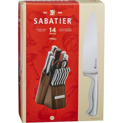  Sabatier 14-Piece Stainless Steel Hollow Handle Knife Block Set, Acacia