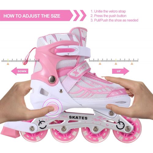  ANCHEER Inline Skates Kids Roller Skates for Women Girls Quad Skate Adjustable Boys Kid Rollerblades Toddlers Youth Outdoor Size 12-8 Christmas Birthday Gifts