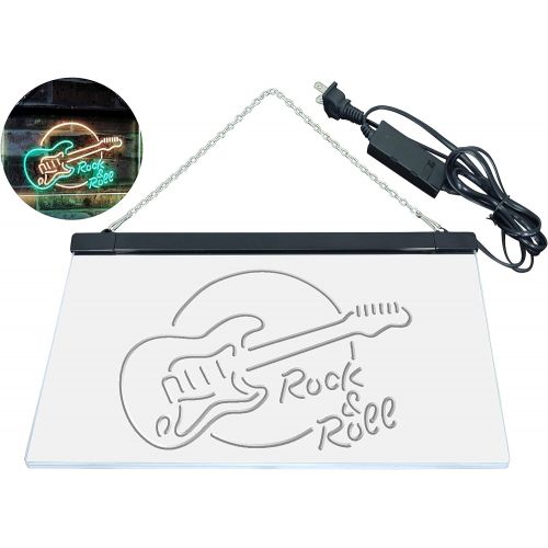 ADVPRO Rock & Roll Electric Guitar Band Room Music Dual Color LED Neon Sign Green & Yellow 16 x 12 st6s43-i2303-gy