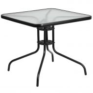 Flash Furniture 23.5 Square Tempered Glass Metal Table