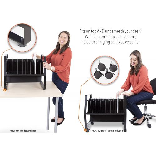 Visit the Stand Steady Store 14 Unit Open Charging Cart by Line Leader  Easily Sits on Desk or Roll Under Desk w/Removable Wheels  Compatible with Tablets, Chromebooks and More UL-Listed Power Strip w/Cord