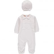 Boutique Collection Baby Boys Christening Coverall with Diamond Stitching - Includes Hat
