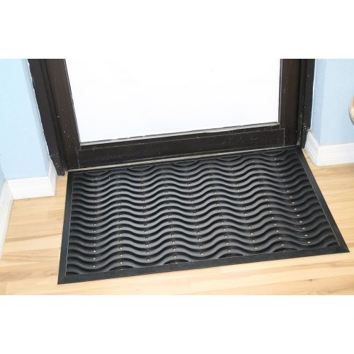  A1 Home Collections A1HCSM03-2 First Impression Wavy 100% Rubber Clean Step Scraper Doormat, 24X36