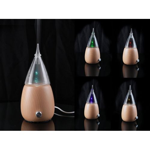  Macmon Waterless Essential Oil Nebulizer with Fast Difussion, Ultrasonic Aromatherapy Fragrant Oil Vaporizer Humidifier,Natural and Artistic Night Light Gift for Friends in Wood and Glass