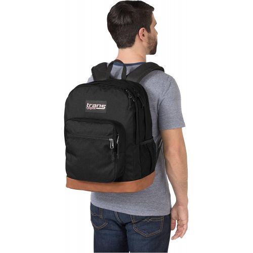  JanSport JS0A33S3 17 Supercool Backpack Black with Brown Synthetic Leather Base