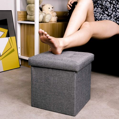  B FSOBEIIALEO Storage Ottoman Small Cube Footrest Stool Seat Faux Leather Toy Chest Brown 12.6X12.6X12.6 (2 Pack)
