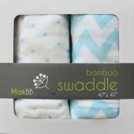 MakBB Baby Swaddle Blanket, Bamboo Rayon, 2 count 47 x 47 (Blue - Boy).