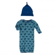 Kickee Pants Baby Boys Print Layette Gown Converter & Knot Hat Set Prd-kplc746-nst