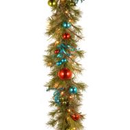 National Tree Company National Tree 9 Foot by 14 Inch Decorative Collection Retro Garland with Multicolor Ball Ornaments and 50 Warm White Battery Operated LEDs with Timer (DC13-141-9CB-1)
