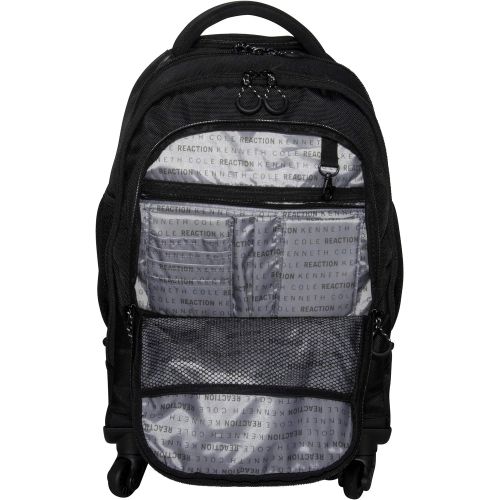  Kenneth Cole Reaction 17 Polyester Dual Compartment 4-Wheel Laptop Backpack, Black