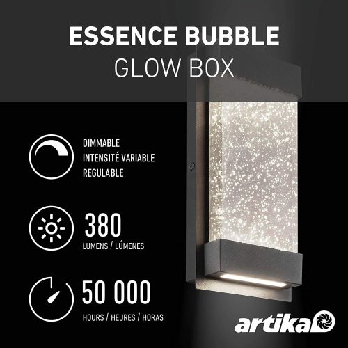  Artika GB390L HDBL Essence Bubble Glow Box LED Porch Sconce Cylinder, 6 Modern Wall Mount Weather Resistant Outdoor Light, Black