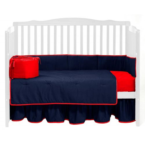  BabyDoll Bedding Baby Doll Bedding Solid Reversible Crib Bedding Set, RedYellow