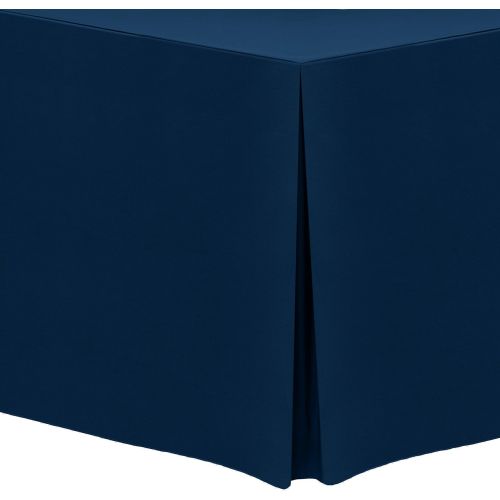  Ultimate Textile -10 Pack- 4 ft. Fitted Polyester Tablecloth - Fits 30 x 48-Inch Rectangular Tables, Navy Blue