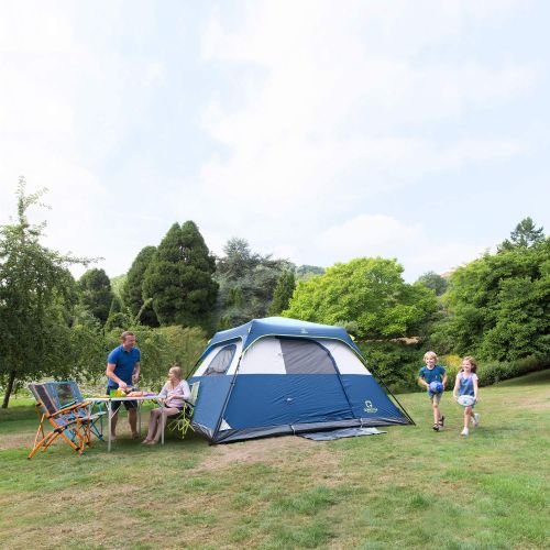  Timber QOMOTOP Tents for Camping, 6 Person Instant Tent Equipped with Rainfly and Carry Bag, Water-Proof Pop up Tent with Electric Cord Acess, Light Weight Cabin Style Tent