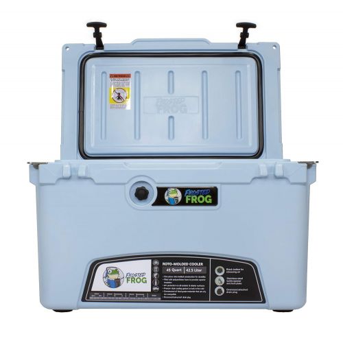  Frosted Frog Light Blue 45 Quart Ice Chest Heavy Duty High Performance Roto-Molded Commercial Grade Insulated Cooler