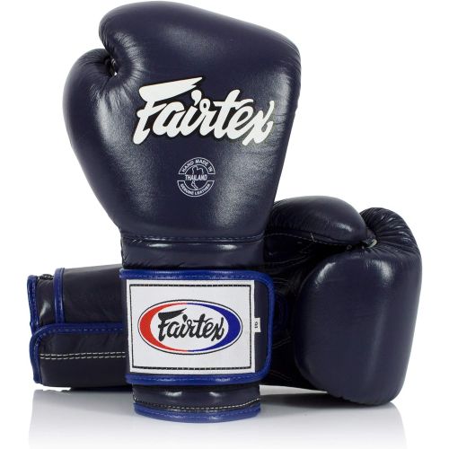  Fairtex Muay Thai Boxing Gloves BGV9 - Heavy Hitter Mexican Style - Minor Change Navy Blue 12 14 16 oz. Training & Sparring Gloves for Kick Boxing MMA K1