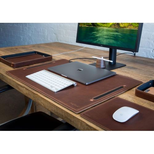  Pad & Quill Large Leather Desk Pad | Full Grain Leather Desk Protector & Desk Blotter (Chestnut)