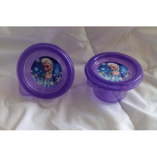 디즈니 Purple Disney Frozen Food Container Set. Two 11.5 oz Square Containers With Lids and Four 4 oz Mini Round Containers