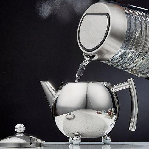  Andrew James Teekanne mit Abnehmbaren Tee-Ei | Infusionskanne aus Edelstahl mit Sieb fuer Loser Blatt-Tee | 1500ml