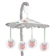 Sweet Jojo Designs Grey, Coral and Mint Woodland Arrow Girls Musical Baby Crib Mobile