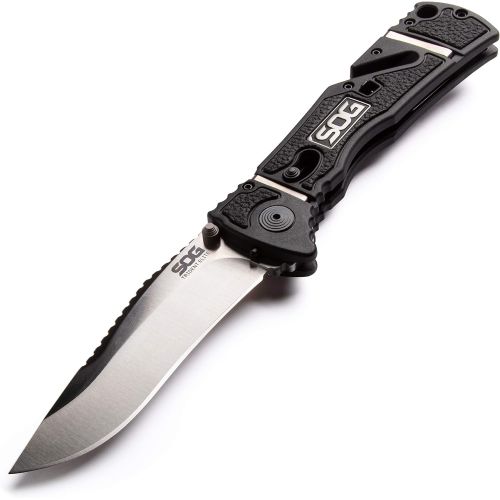  SOG Folding Knife Pocket Knife  “Trident Elite” TF106-CP Spring Assisted Knife w 3.7” Assisted Opening Knife Blade + Army Pocket Knife Grip