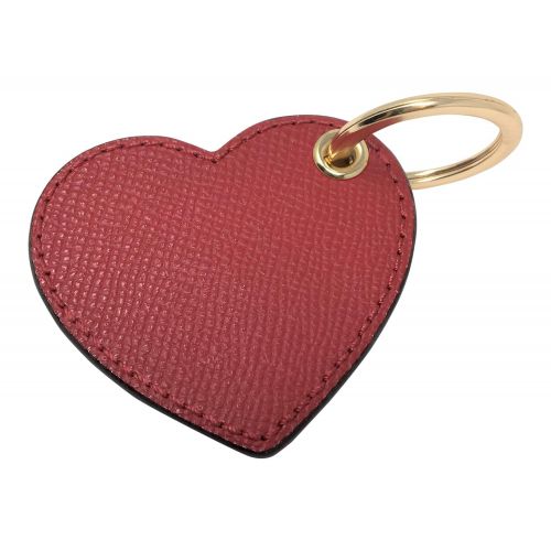  Coach Leather Signature Heart Bag Charm Key Ring Fob True Red F66645