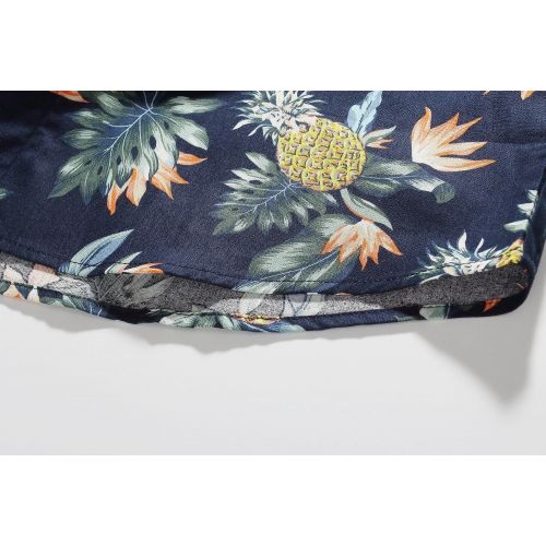  SSLR Mens Pineapple Straight Fit Casual Short Sleeve Hawaiian Shirt