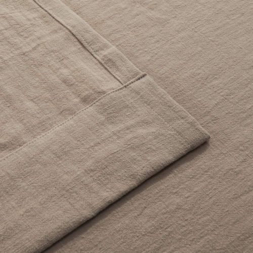  ChadMade Premium Double Layers Plain Flat Hook for Rod with Rings or Track Linen Cotton Flax Curtain Drapery (1 Panel) in 50Wx96L inch