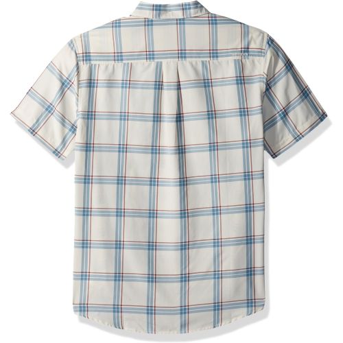 퀵실버 Quiksilver Mens Island Job Short Sleeve Plaid Shirt