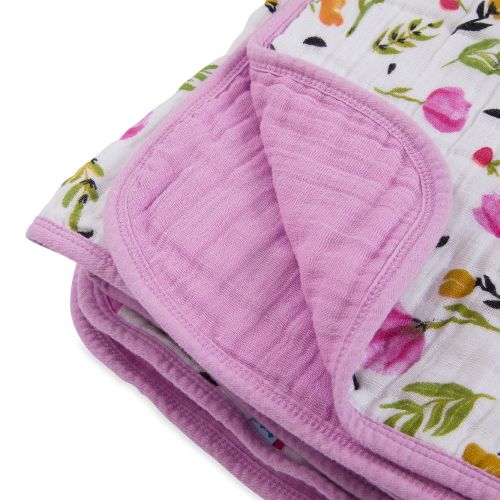 리틀 Little Unicorn Cotton Muslin Blanket Quilt - Berry & Bloom, Purple, Pink, Yellow