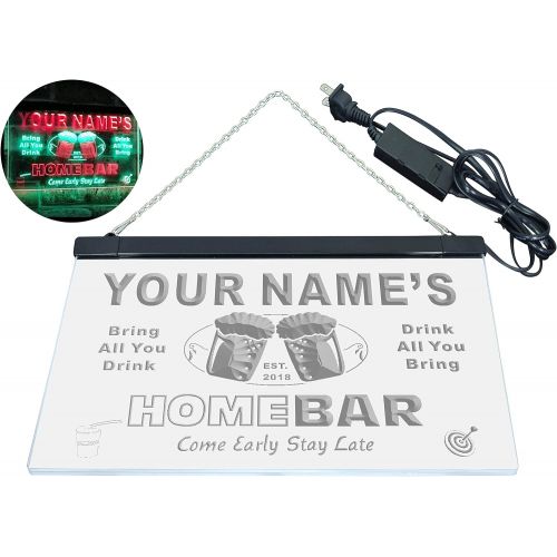  ADVPRO Personalized Your Name Custom Home Bar Beer Est. Year Dual Color LED Neon Sign Green & Red 12 x 8.5 Inches st6s32-p-tm-gr