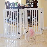 WELLAND Freestanding Wood Pet Gate White, 72-Inch Width, 30-Inch Height (No Support Feet)
