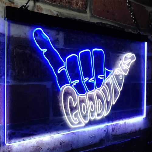  ADVPRO Good Vibes Only Hand Party Decoration Dual Color LED Neon Sign White & Blue 12 x 8.5 st6s32-i1076-wb