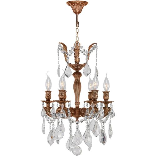  Worldwide Lighting Versailles Collection 6 Light French Gold Finish and Clear Crystal Mini Chandelier 15 D x 22 H