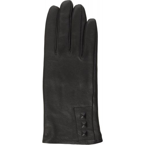 ISOTONER Isotoner Womens Leather Glove with Covered Stud Detail Fleece Lined