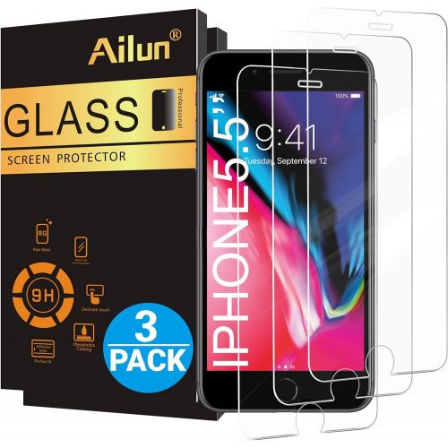  [아마존베스트]Ailun Screen Protector for iPhone 8 Plus/7 Plus/6s Plus/6 Plus-5.5 Inch 3Pack 2.5D Edge Tempered Glass Compatible with iPhone 8 Plus/7 plus/6s Plus/6 Plus-Anti Scratch Case Friendl