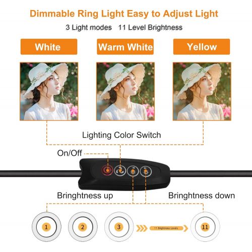  [아마존 핫딜]  [아마존핫딜]EMART Emart 10-inch Selfie Ring Light with Adjustable Tripod Stand & Cell Phone Holder for Live Stream, YouTube Video, Makeup,Dimmable LED Camera Ringlight with 3 Light Modes & 11 Bright