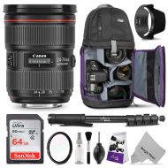 Canon EF 24-105mm f4L is II USM Lens wAdvanced Photo and Travel Bundle - Includes: Altura Photo Sling Backpack, Monopod, UV-CPL-ND4, Camera Cleaning Set