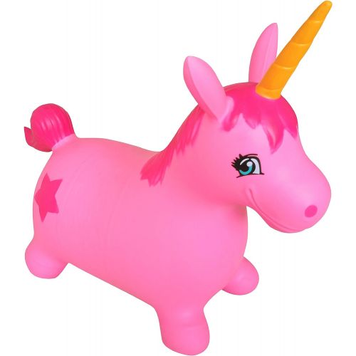 [아마존베스트]AppleRound Unicorn Bouncer with Hand Pump, Inflatable Space Hopper, Ride-on Bouncy Animal (Pink)